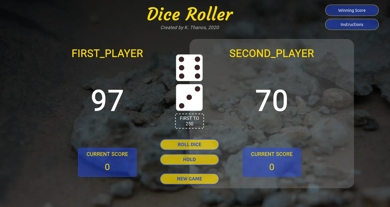 Dice Roller Game in Action Screenshot
